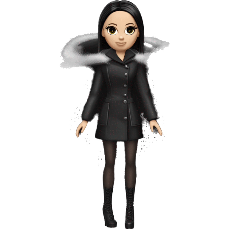 Fun ‘n Fur Barbie, teen Wednesday Addams, cape,veil,funeralwear,showing off, show full body,accessories coat gloves  emoji