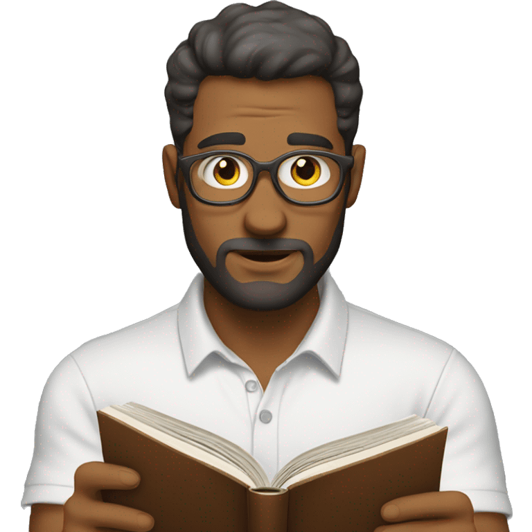 A man reading a book competitively  emoji