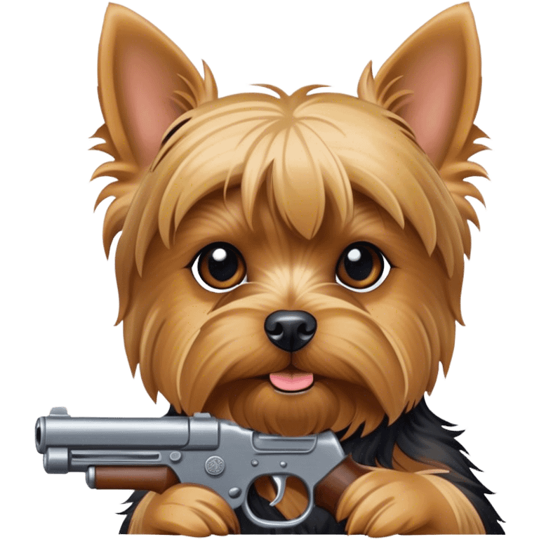 A Yorkshire with a Gun emoji