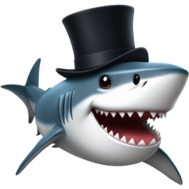 Shark with a top hat emoji