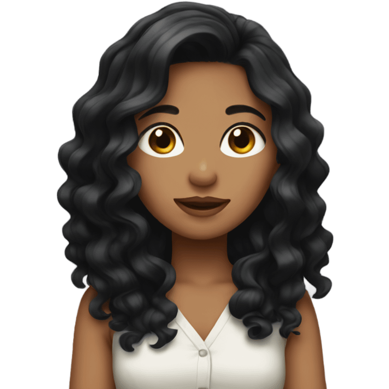 girl with black wavy hair emoji