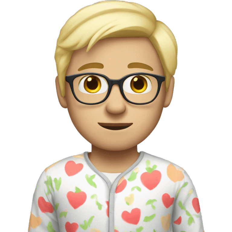 White Nerd with blonde hair in pajamas emoji