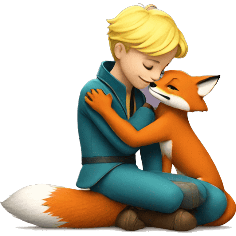 The little prince hugs the fox emoji