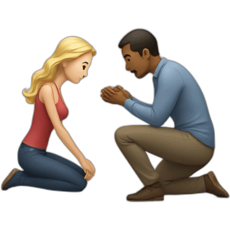 Woman on knees facing man emoji