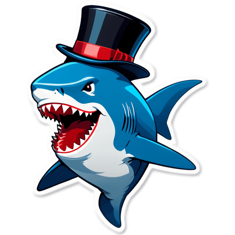 Shark with a top hat emoji