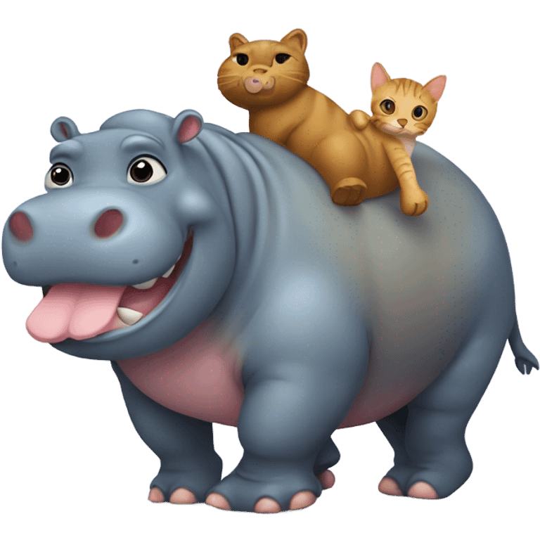 Hippo carrying a cat  emoji