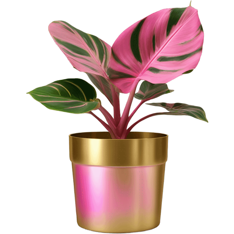 Philodendron pink princess in gold planter emoji