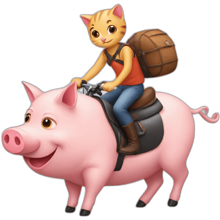 cat riding a pig emoji