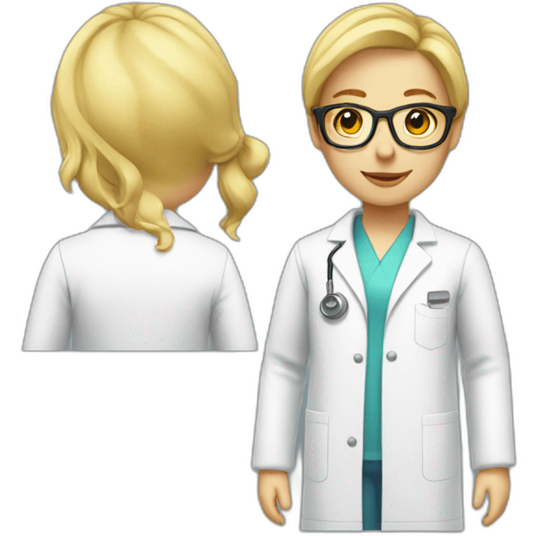 blonde with eyeglass wearing lab coat tipsy emoji