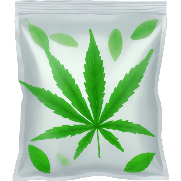 transparent ziplock bag with sativa leaf inside emoji