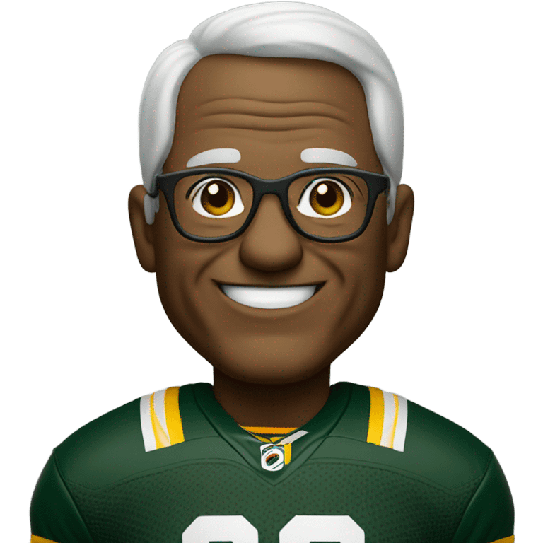 smiling old man with glasses in packers jersey emoji