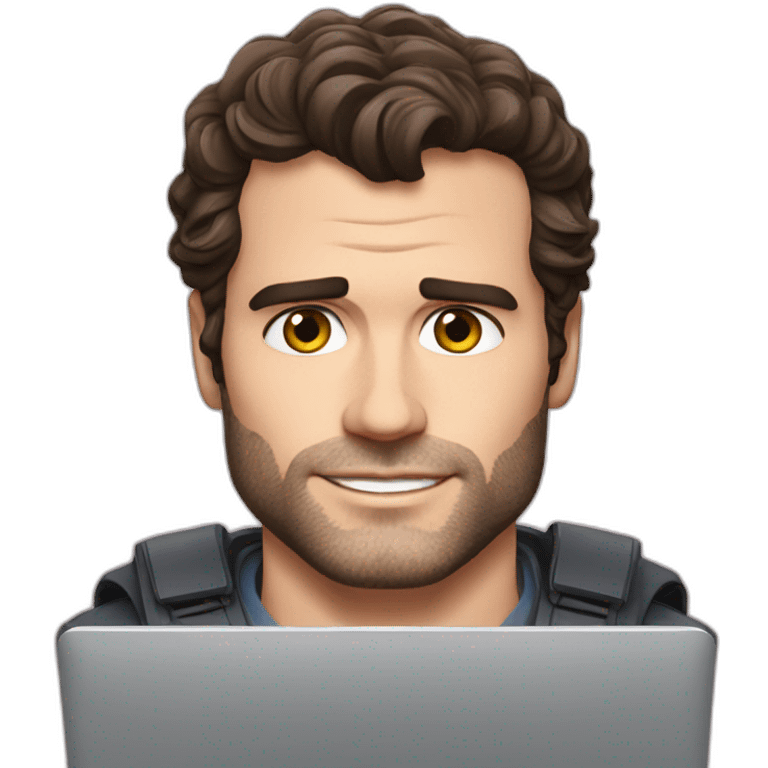 henry cavill using a laptop emoji