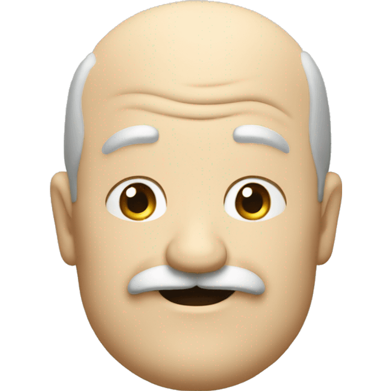 Short pudgy old man over enthusiastic face bald forehead long wavy hair moustache  emoji