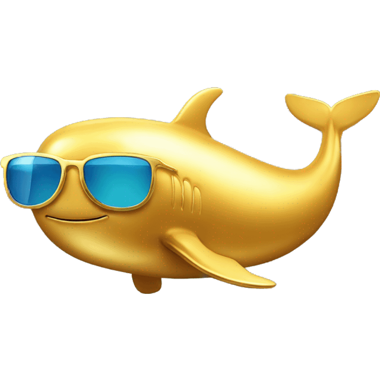 gold whale wearing sunglasses emoji