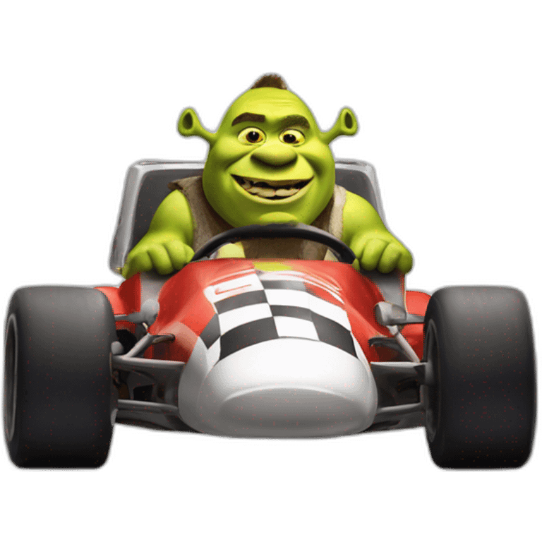 Shrek in a racing car emoji