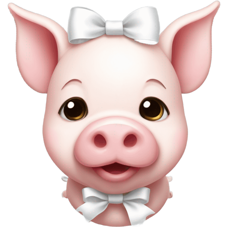 Cute pig with a white bow  emoji