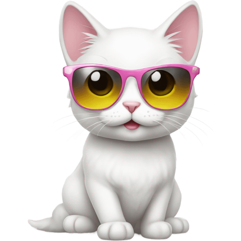 sweet girly white cat with cool sunglasses  emoji