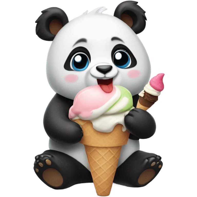 Panda eating ice cream emoji