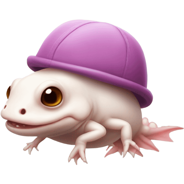 A happy axolotl with a skull cap on emoji