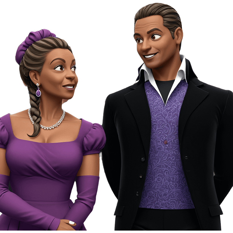 formal couple in purple attire emoji