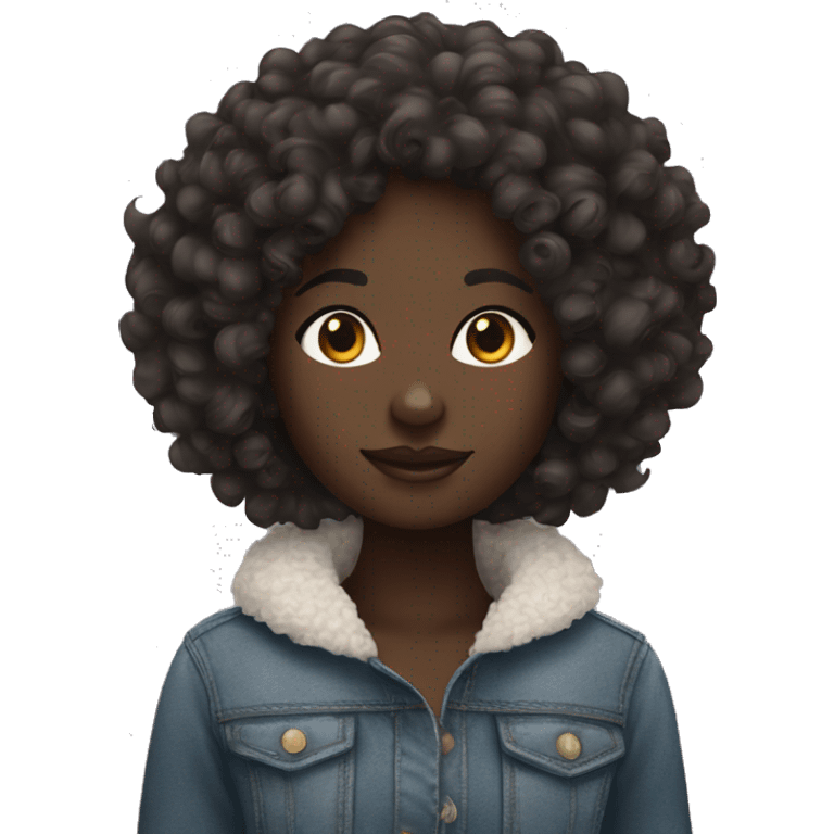 Curly dark skin girl with poodle emoji