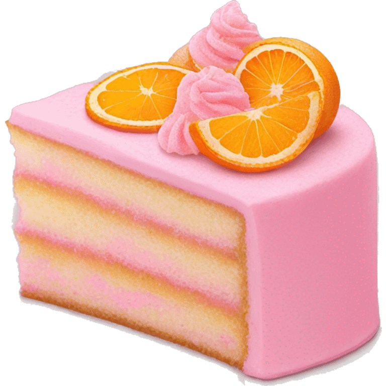 pink frosted cake with orange slices emoji