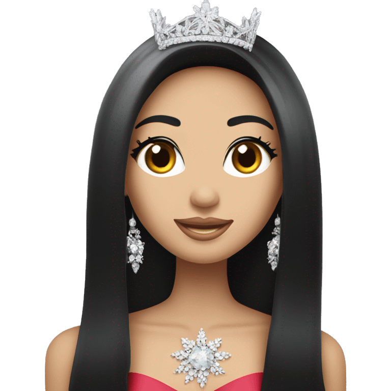 Miss universe south east Asian with very long straight black hair with a crown emoji