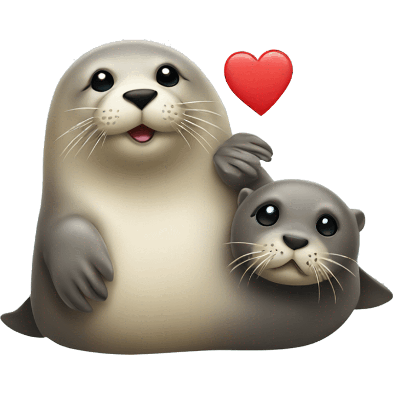 seal and otter with hearts emoji