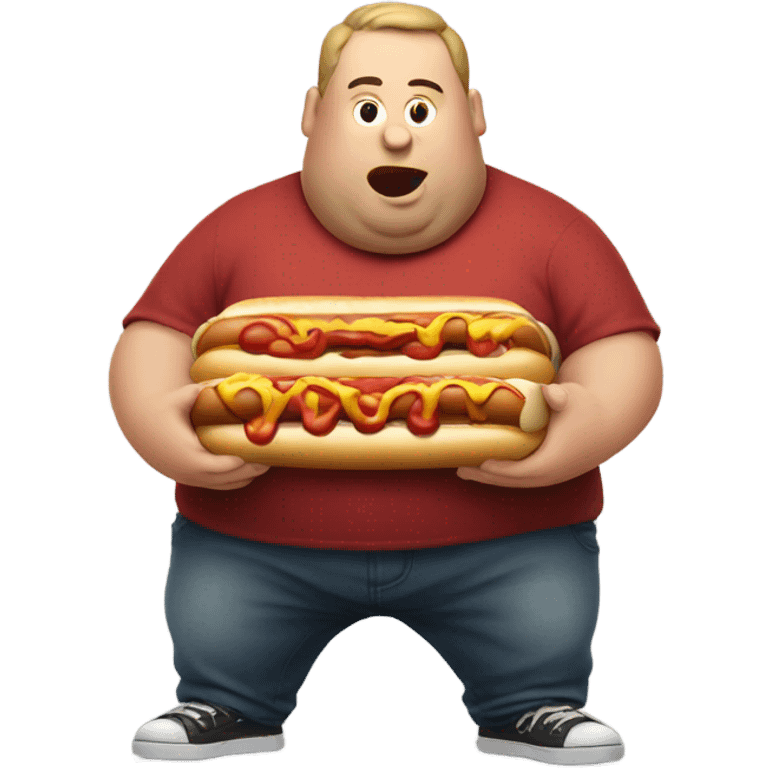 Fat guy eating hotdog emoji