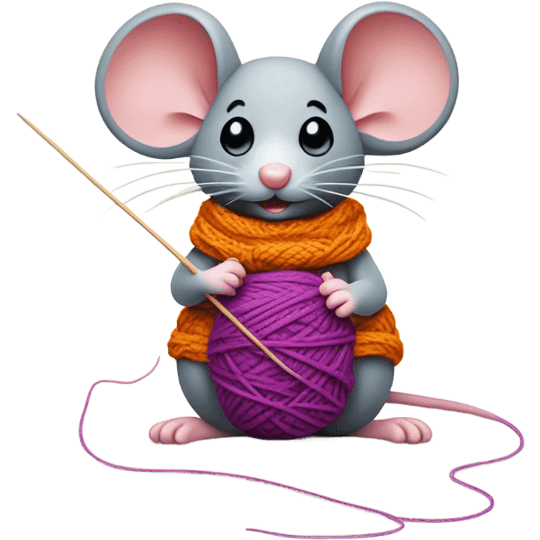 Cute mouse knitting  emoji