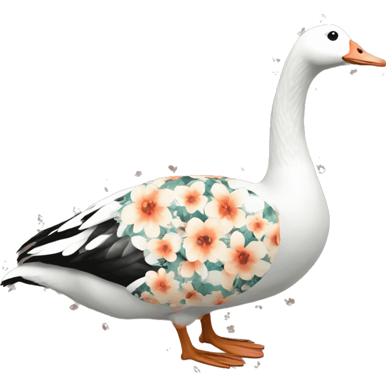 Floral print goose emoji