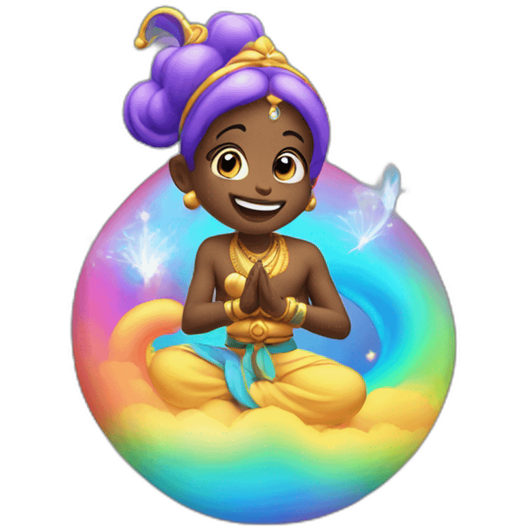 Genie granting wish with rainbow emoji