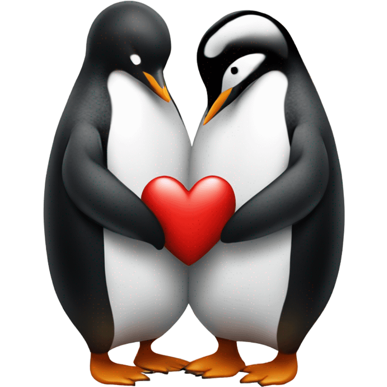 Penguin giving another penquin a heart emoji