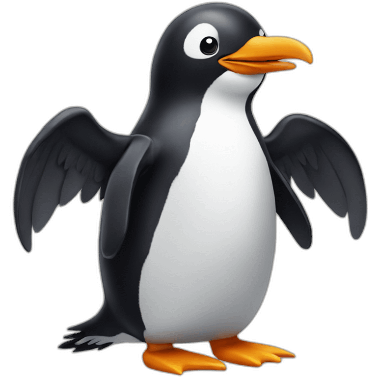 Penguin with wings and arms emoji