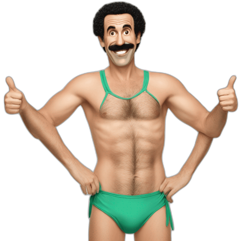 borat in his mankini, with two thumbs up emoji