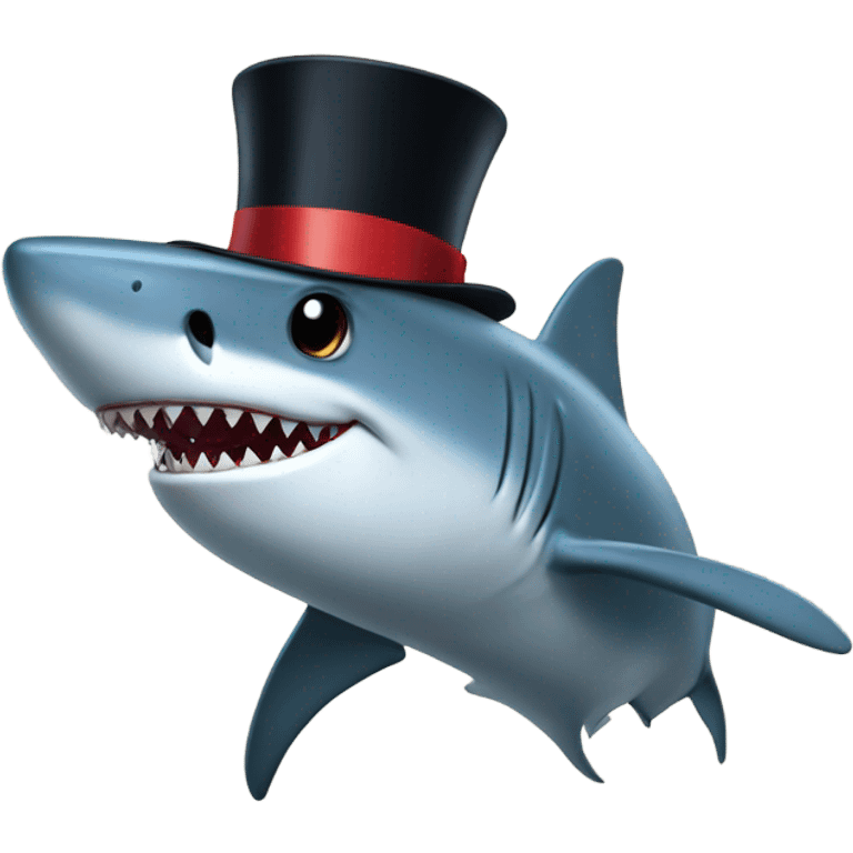 Shark with a top hat emoji