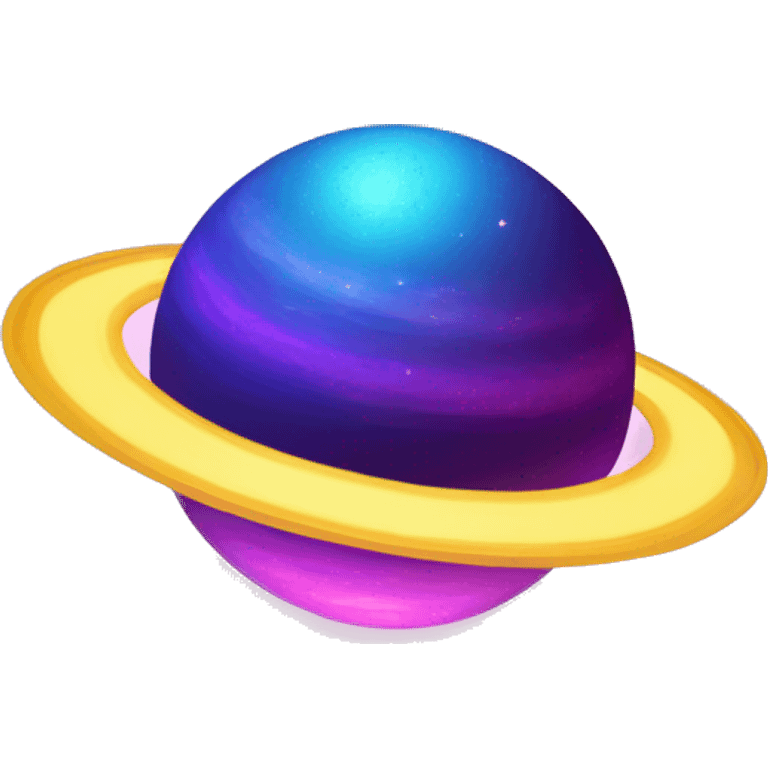 sparkly glittery blue purple and pink gradient planet with a yellow cheesy saturn ring emoji