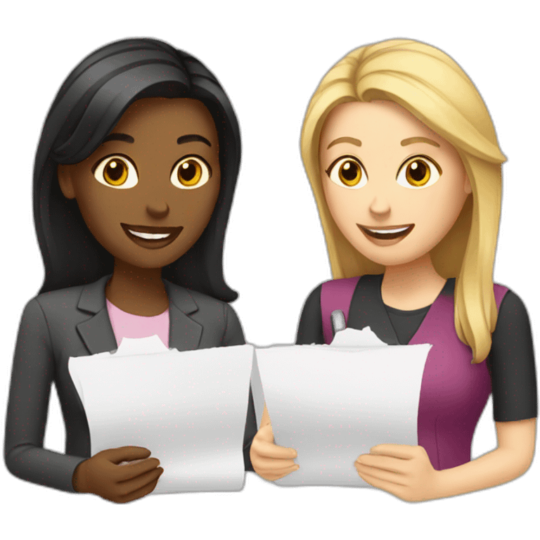 two white women filling paperwork emoji