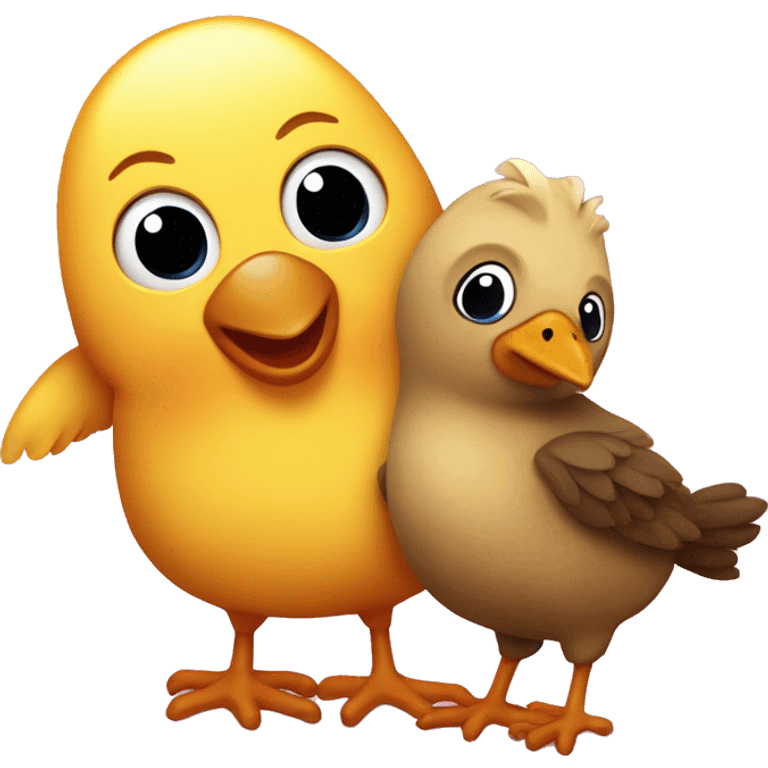 pollito y osito enamorados emoji