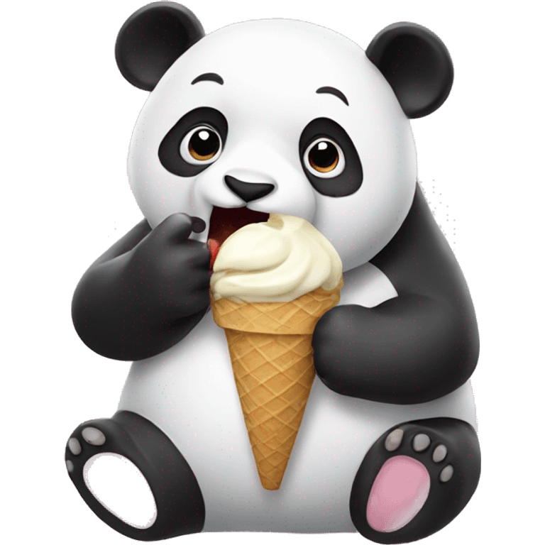 Panda eating ice cream emoji