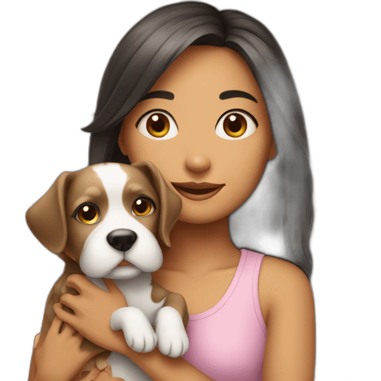 Girl hold cute dog emoji