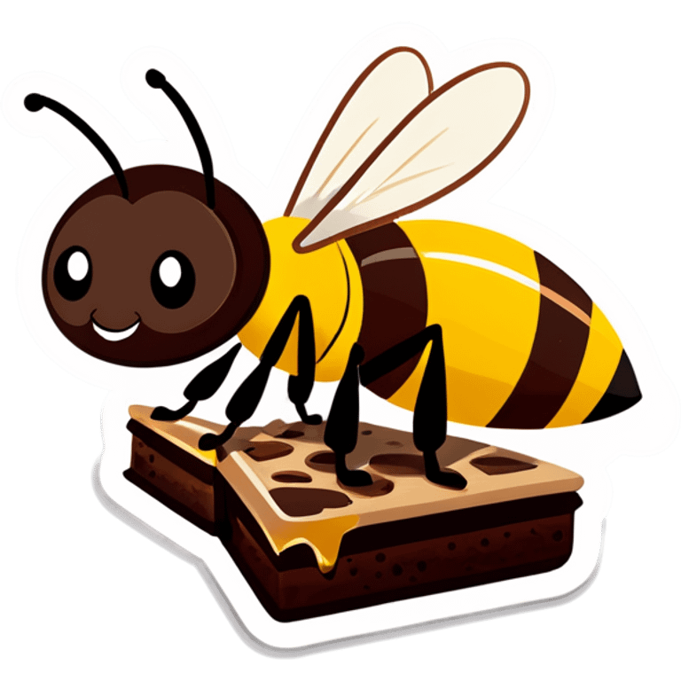 Bee with brownie emoji