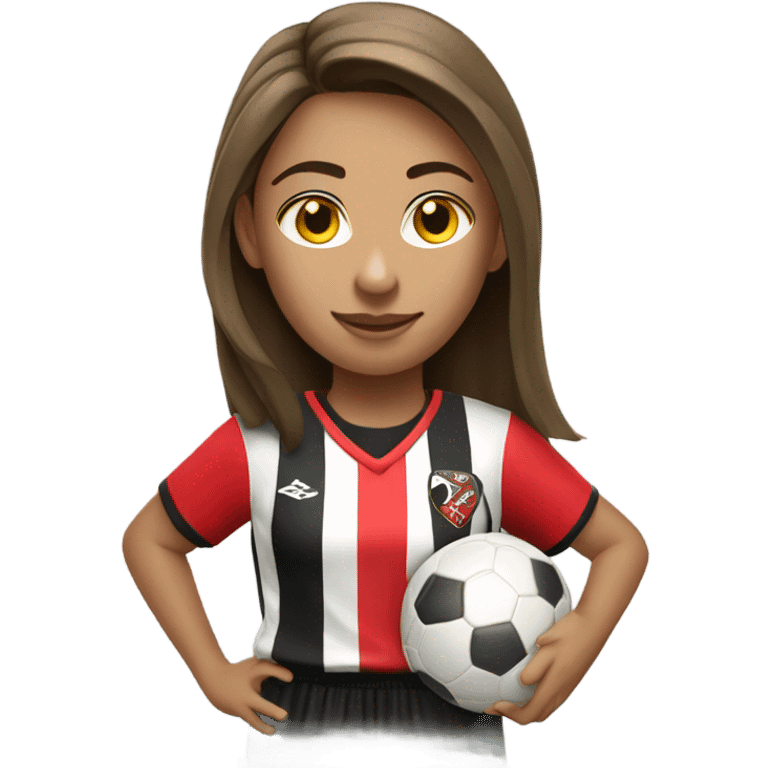 Girl soccer player with toros soccer uniform red and black  emoji