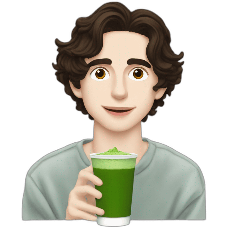 Timothee chalamet drinking matcha emoji