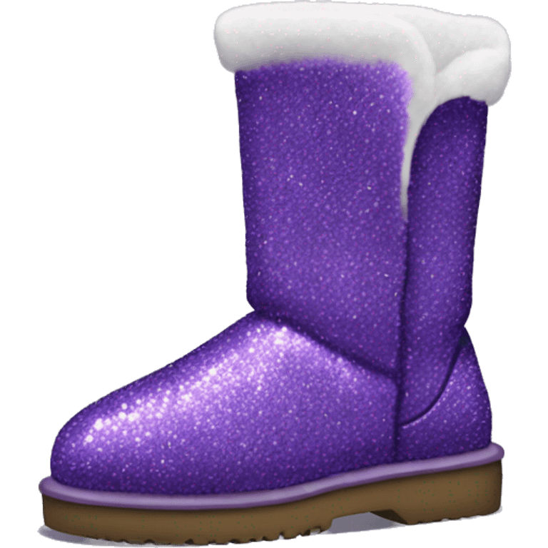 Realistic purple glitter and fur Ugg boots. emoji