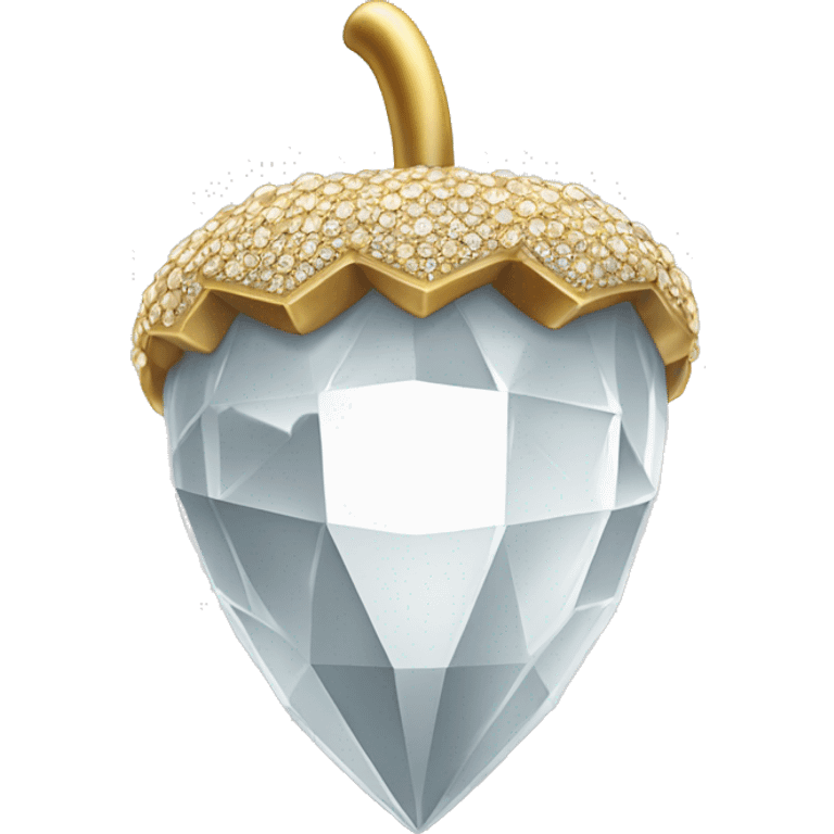 sparkling white diamond Acorn, with stem made of gold emoji