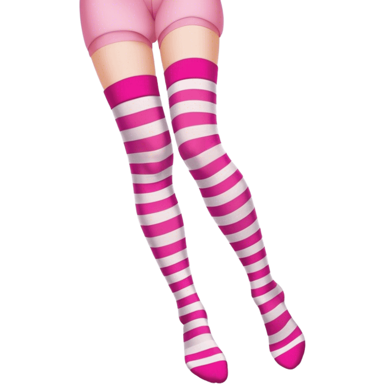 Pink and white striped thigh high socks emoji