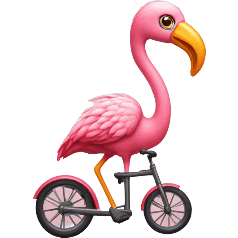 flamingo riding a tricycle  emoji