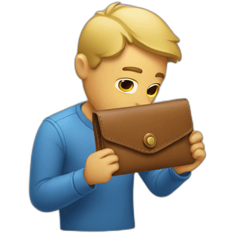 a man looking into his empty wallet emoji