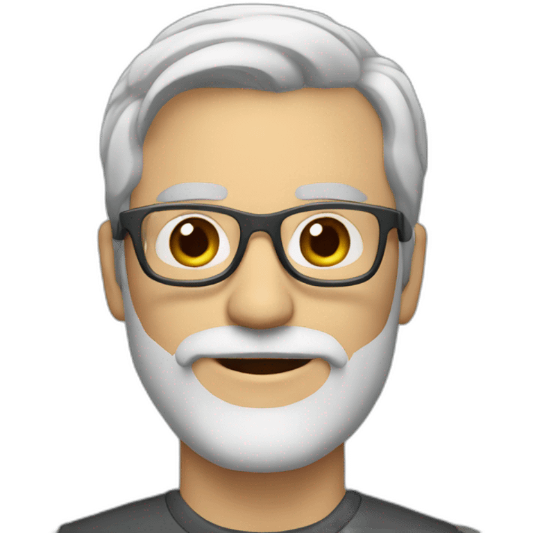 40 year old white man with grey hair and grey beard and dark glasses emoji